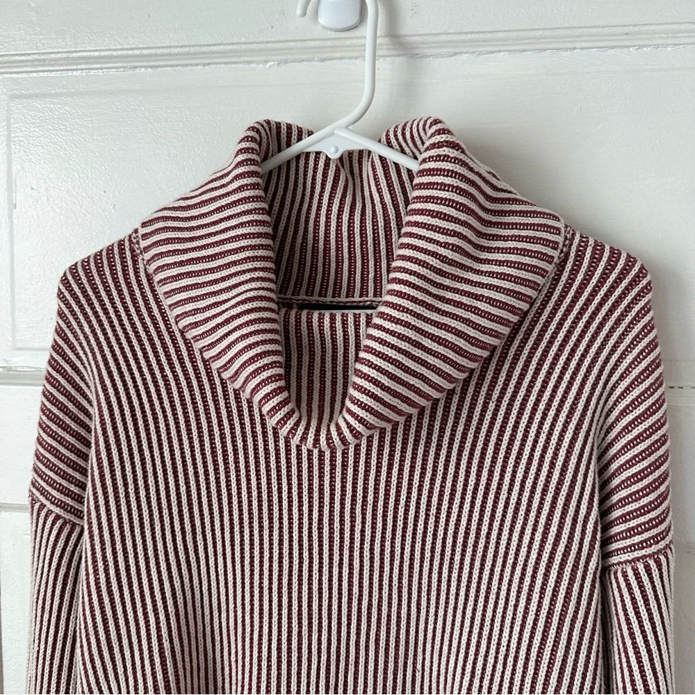3/$20 💥 Rachel Zoe Burgundy‎ Chunky Ribbed Knit Cowl Neck Sweater Cotton Blend